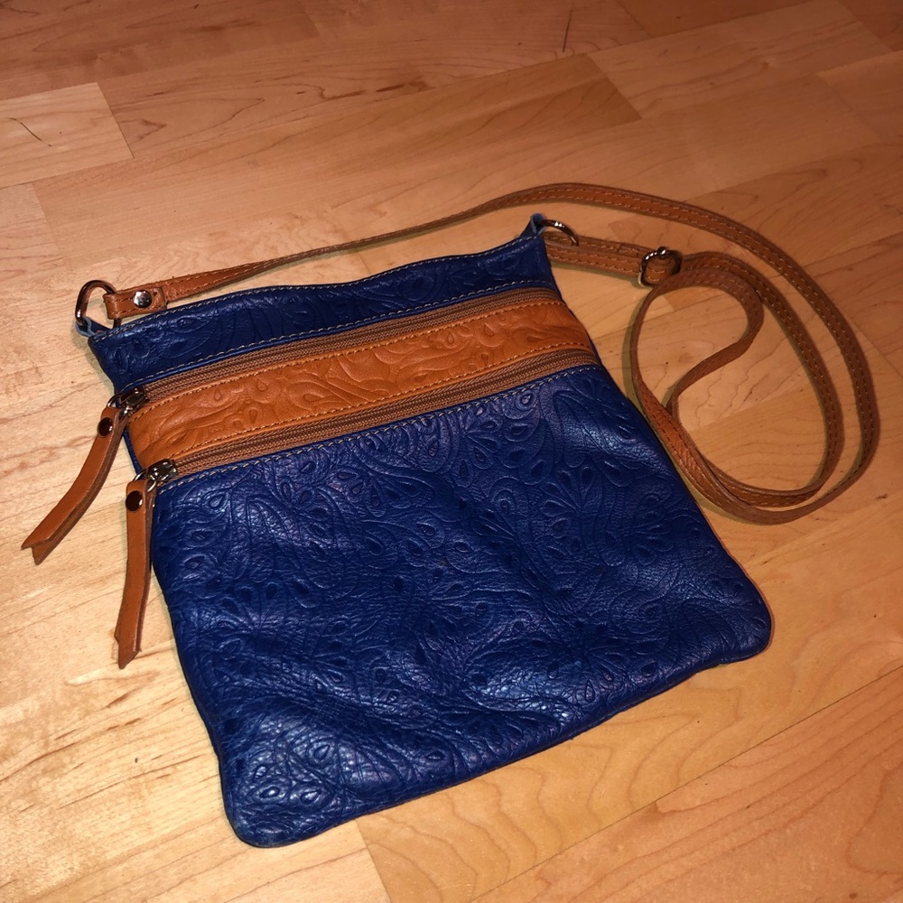 Blue Tan Vera Pelle Genuine Leather